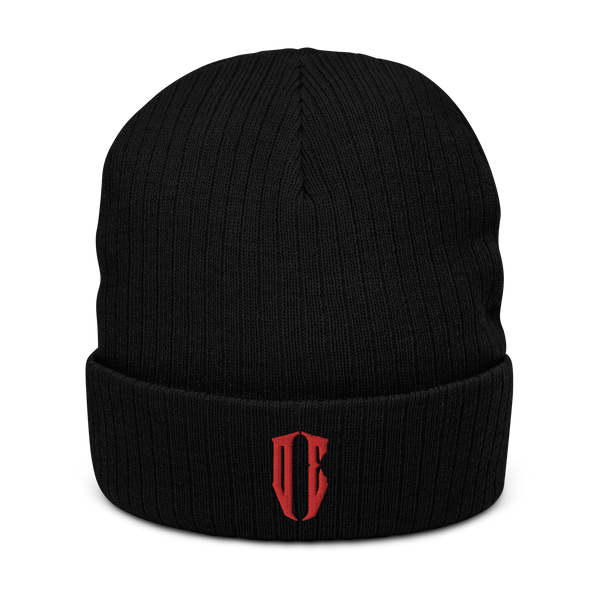 Overt Enemy "Red Monogram" Ribbed knit beanie