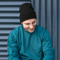 Embroidered Beanie - Black Logo on Black