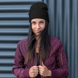 Embroidered Beanie - Black Logo on Black